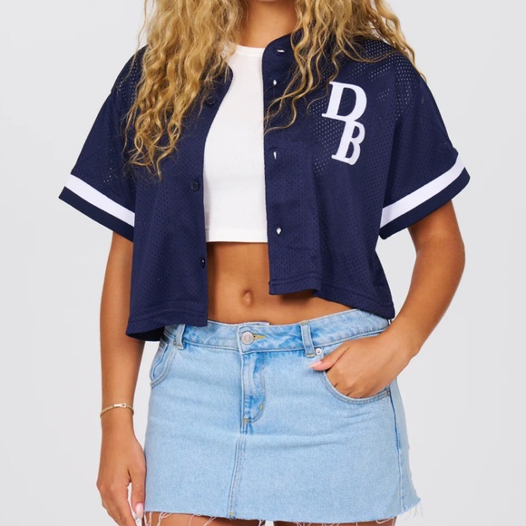 NWT Dairy Boy Homecoming cropped Jersey in Navy - Picture 5 of 14